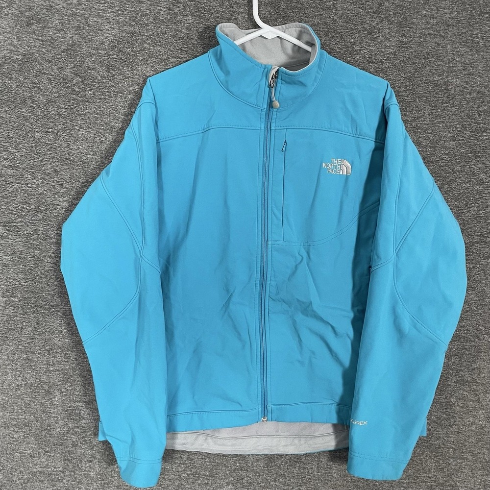 The North Face Apex Jacket Womens XL Blue Softshell Full Zip Fleece Lined Hiking